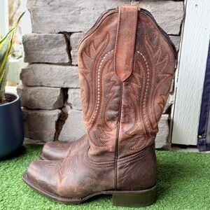 J.B Dillon Brown Leather Square Toe Women’s Cowgirl Boots